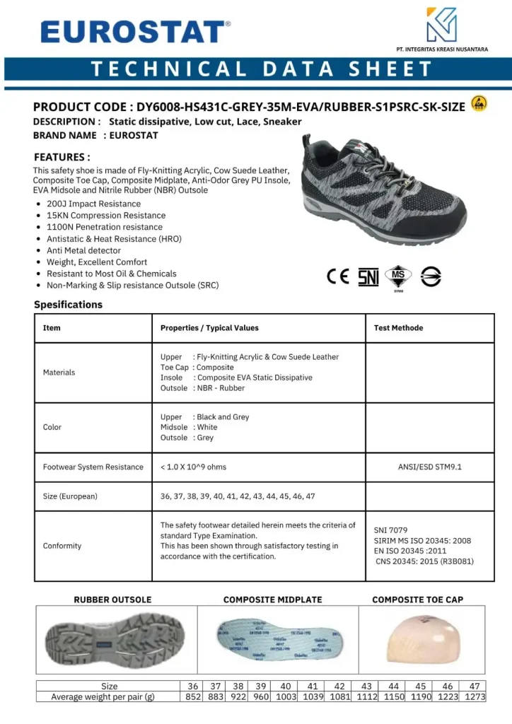 sepatu safety sneaker anti metal detector