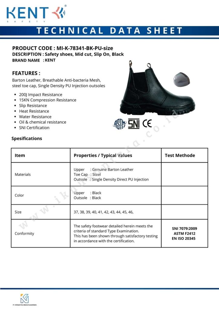 sepatu safety KENT molucas midcut boots steel toe cap